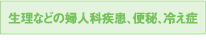 生理などの婦人科疾患、便秘、冷え症